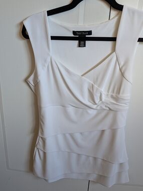 White House Black Market White Sleeveless Tank Top